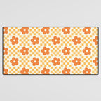 Retro Flower Double Checker in Yellow & Orange Desk Mat Gallery Image 3