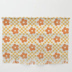 Retro Flower Double Checker in Yellow & Orange Wall Hanging Gallery Image 1
