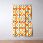 Retro Flower Double Checker in Yellow & Orange Window Curtain Gallery Image 3