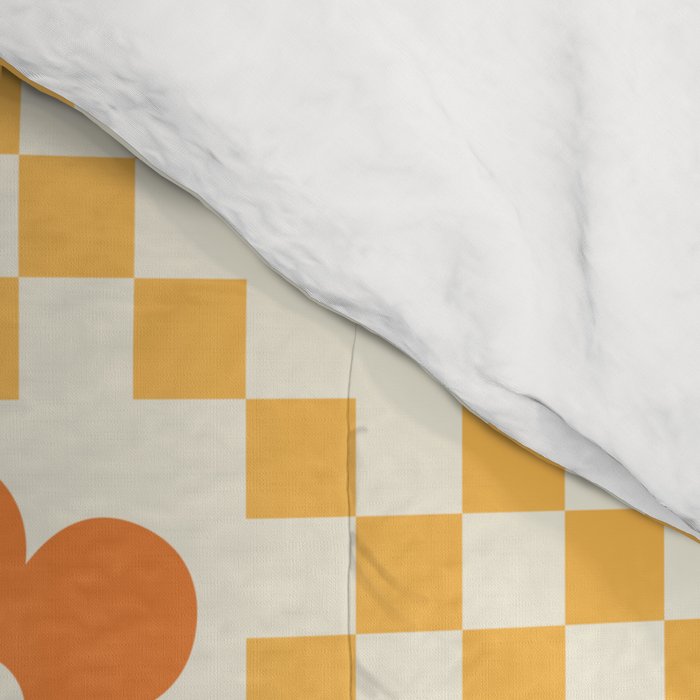 Retro Flower Double Checker in Yellow & Orange Comforter Gallery Image 4