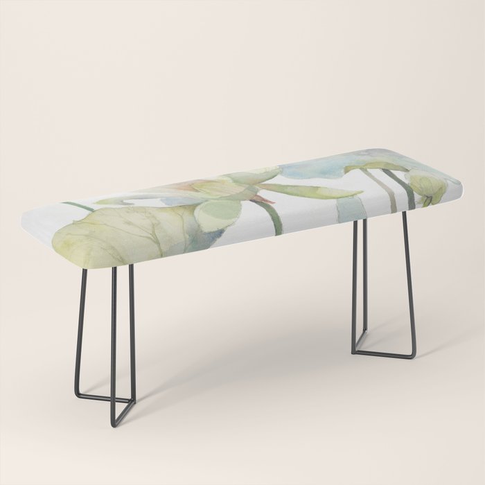 Lotus Flower and Leaves Pink Goldfish Watercolor  Bench Gallery Image 1