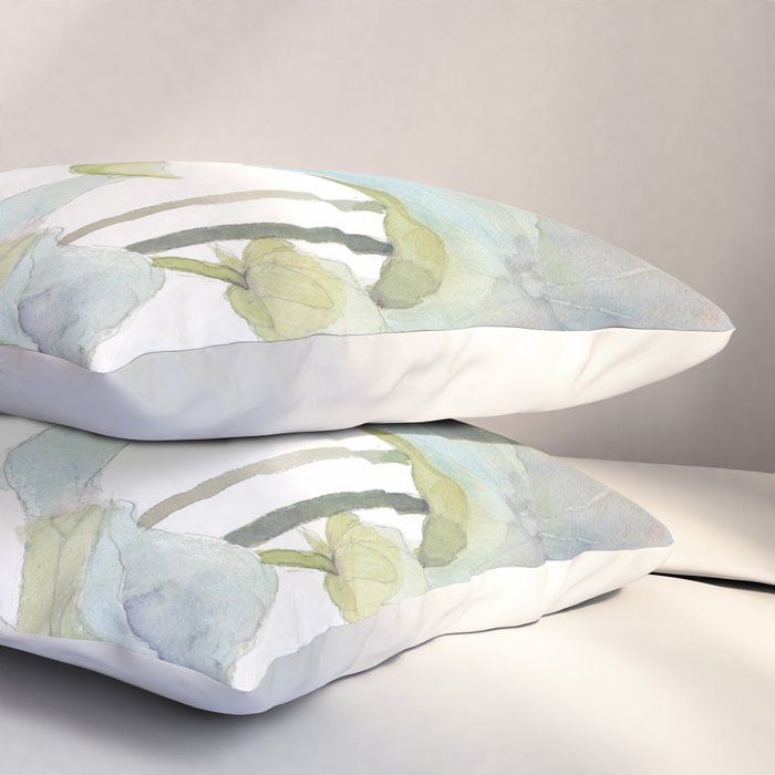 Lotus Flower and Leaves Pink Goldfish Watercolor  Pillow Sham Gallery Image 3