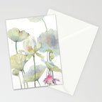Lotus Flower and Leaves Pink Goldfish Watercolor  Stationery Card Gallery Image 2