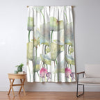 Lotus Flower and Leaves Pink Goldfish Watercolor  Window Curtain Gallery Image 5
