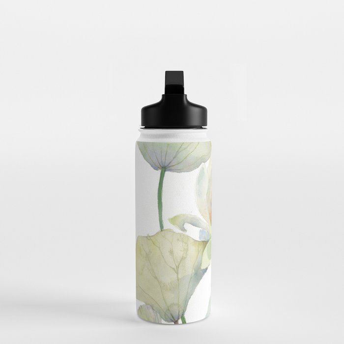 Lotus Flower and Leaves Pink Goldfish Watercolor  Water Bottle Gallery Image 3