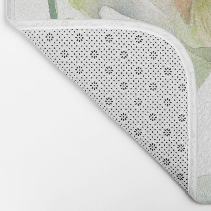Lotus Flower and Leaves Pink Goldfish Watercolor  Bath Mat Gallery Image 2