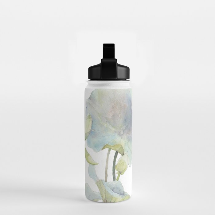 Lotus Flower and Leaves Pink Goldfish Watercolor  Water Bottle Gallery Image 2