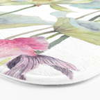 Lotus Flower and Leaves Pink Goldfish Watercolor  Bath Mat Gallery Image 3