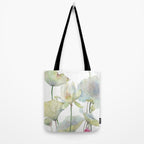 Lotus Flower and Leaves Pink Goldfish Watercolor  Tote Bag Gallery Image 2