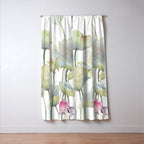 Lotus Flower and Leaves Pink Goldfish Watercolor  Window Curtain Gallery Image 3