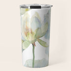 Lotus Flower and Leaves Pink Goldfish Watercolor  Travel Mug Gallery Image 1