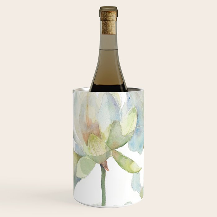 Lotus Flower and Leaves Pink Goldfish Watercolor  Wine Chiller Gallery Image 1