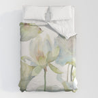 Lotus Flower and Leaves Pink Goldfish Watercolor  Duvet Cover Gallery Image 6