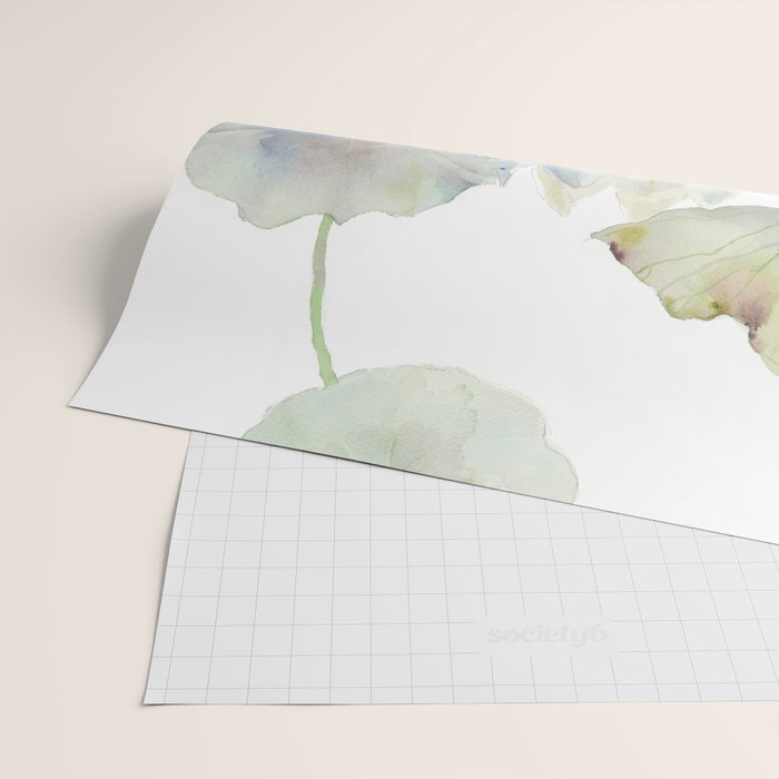 Lotus Flower and Leaves Pink Goldfish Watercolor  Wrapping Paper Gallery Image 2