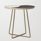 Two Tone Line Curvature VIII Black and White Modern Arch Abstract Side Table Gallery Image 1