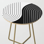 Two Tone Line Curvature VIII Black and White Modern Arch Abstract Side Table Gallery Image 2