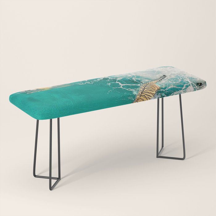 Big Cat Tiger Surfing At Beach Bench Gallery Image 1