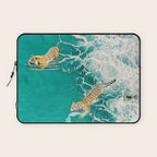 Big Cat Tiger Surfing At Beach Laptop Sleeve Gallery Image 1