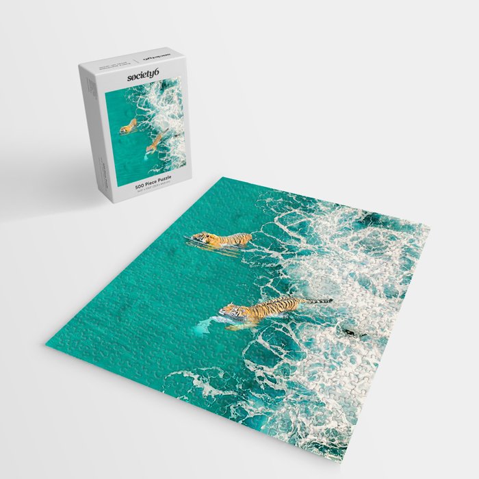 Big Cat Tiger Surfing At Beach Jigsaw Puzzle Gallery Image 2
