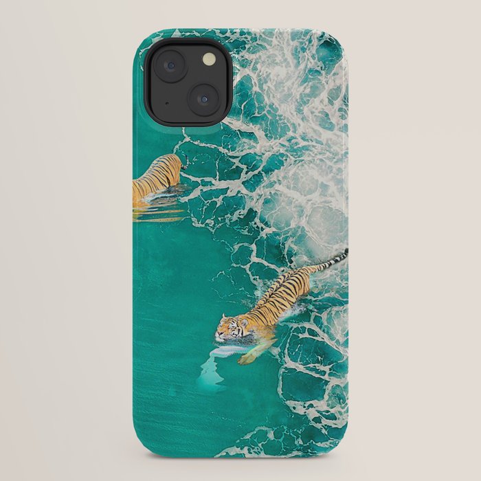 Big Cat Tiger Surfing At Beach iPhone Case Gallery Image 30