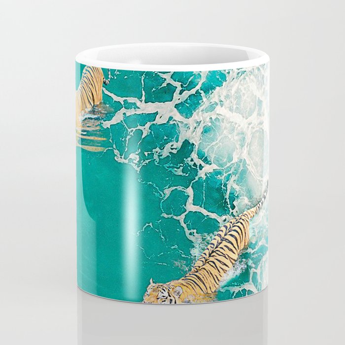 Big Cat Tiger Surfing At Beach Coffee Mug Gallery Image 4