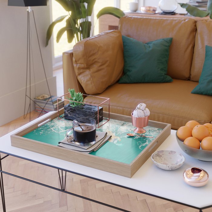 Big Cat Tiger Surfing At Beach Serving Tray Gallery Image 2