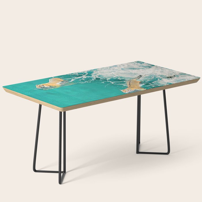 Big Cat Tiger Surfing At Beach Coffee Table Gallery Image 1