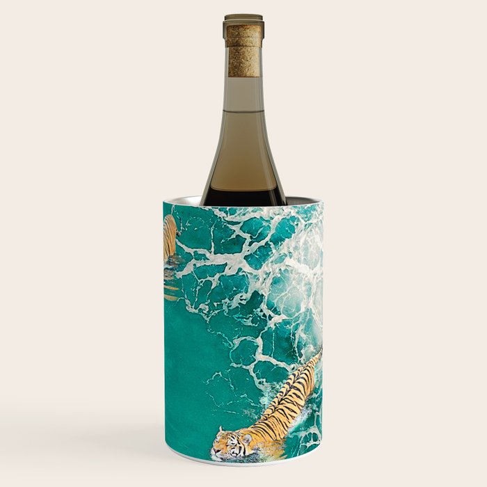 Big Cat Tiger Surfing At Beach Wine Chiller Gallery Image 1