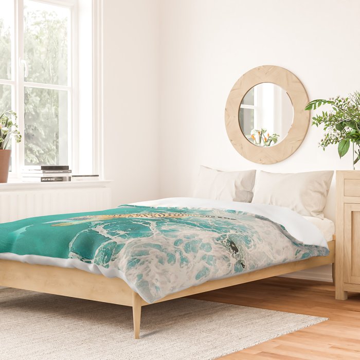 Big Cat Tiger Surfing At Beach Duvet Cover Gallery Image 2