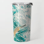 Big Cat Tiger Surfing At Beach Travel Mug Gallery Image 2
