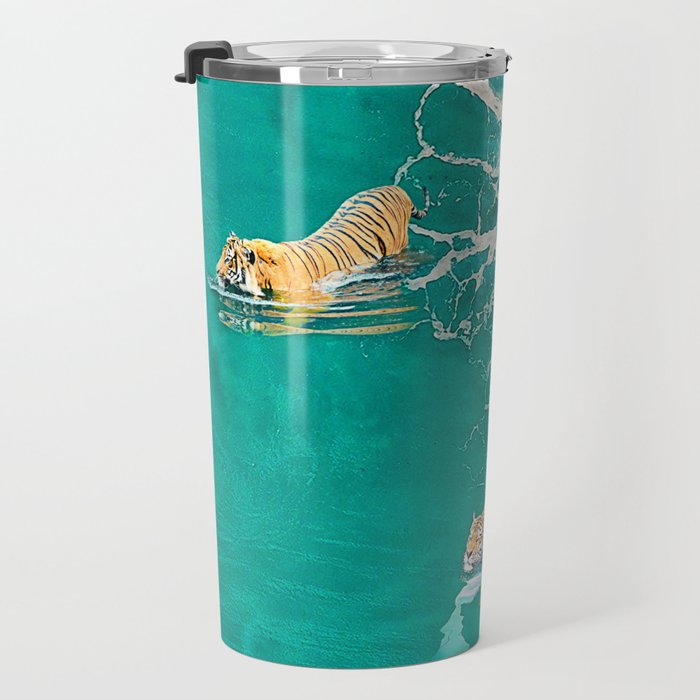 Big Cat Tiger Surfing At Beach Travel Mug Gallery Image 3