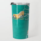 Big Cat Tiger Surfing At Beach Travel Mug Gallery Image 3