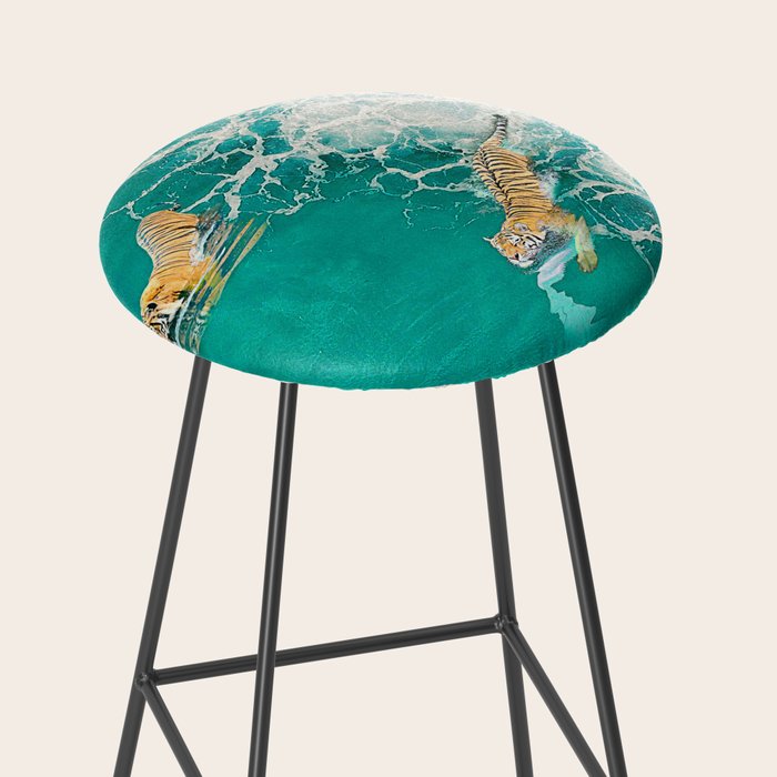 Big Cat Tiger Surfing At Beach Stool Gallery Image 2