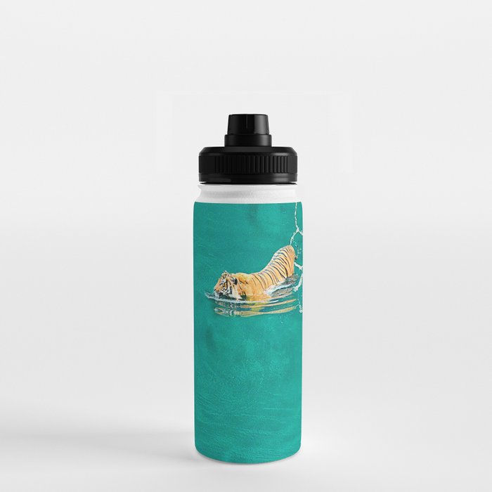 Big Cat Tiger Surfing At Beach Water Bottle Gallery Image 3