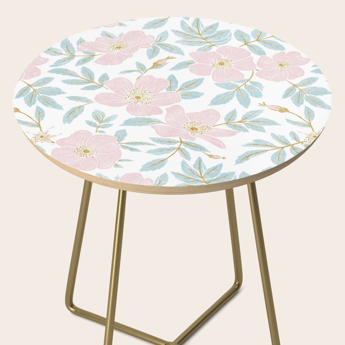 Wild Mountain Roses - pink, mint, and gold Side Table Gallery Image 2