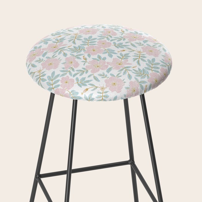 Wild Mountain Roses - pink, mint, and gold Stool Gallery Image 2