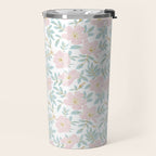 Wild Mountain Roses - pink, mint, and gold Travel Mug Gallery Image 2