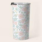 Wild Mountain Roses - pink, mint, and gold Travel Mug Gallery Image 3
