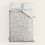 Wild Mountain Roses - pink, mint, and gold Duvet Cover Gallery Image 6