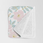 Wild Mountain Roses - pink, mint, and gold Throw Blanket Gallery Image 3
