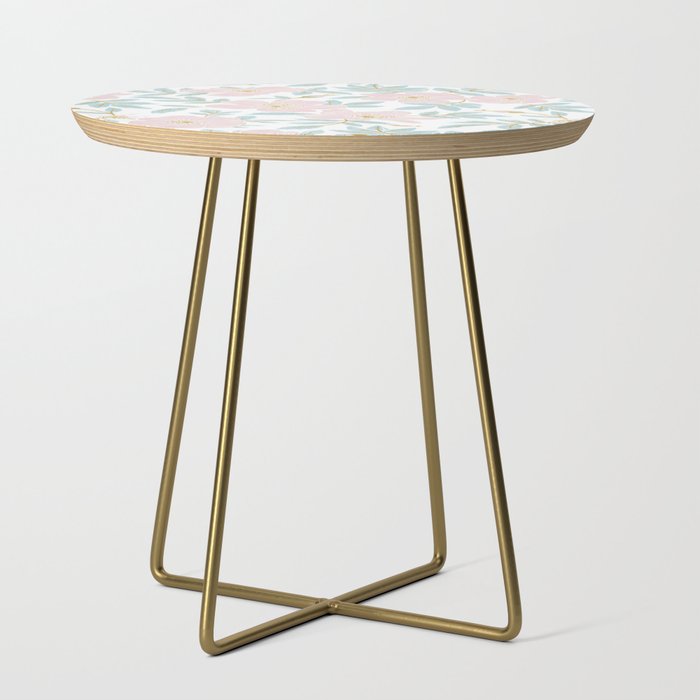 Wild Mountain Roses - pink, mint, and gold Side Table Gallery Image 1