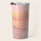 Beautiful: Aqua, Turquoise, Pink, Sunset Relaxing, Peaceful, Coastal Seashore Travel Mug Gallery Image 3