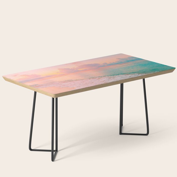 Beautiful: Aqua, Turquoise, Pink, Sunset Relaxing, Peaceful, Coastal Seashore Coffee Table Gallery Image 1