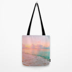 Beautiful: Aqua, Turquoise, Pink, Sunset Relaxing, Peaceful, Coastal Seashore Tote Bag Gallery Image 2