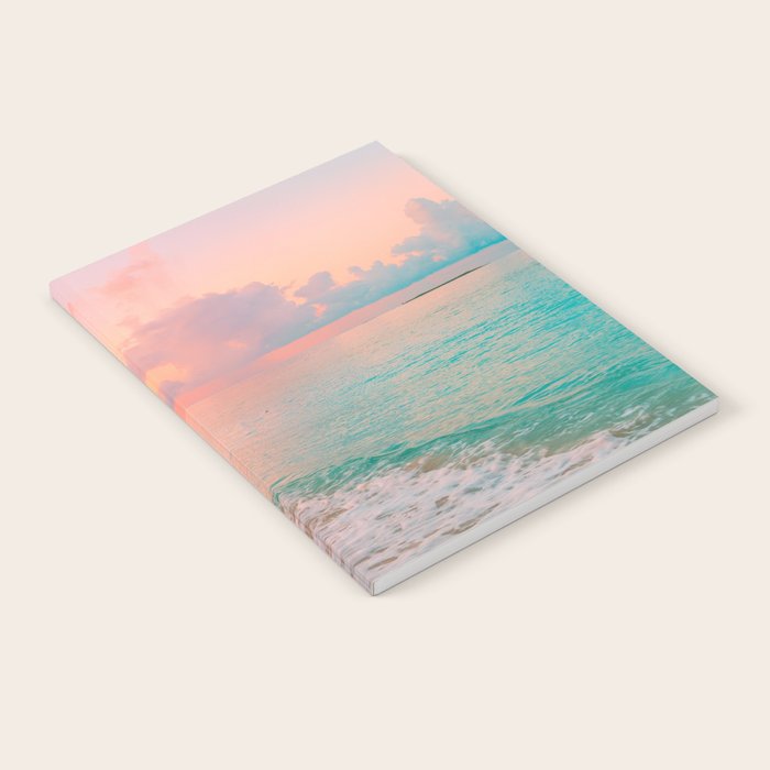 Beautiful: Aqua, Turquoise, Pink, Sunset Relaxing, Peaceful, Coastal Seashore Notebook Gallery Image 1