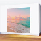 Beautiful: Aqua, Turquoise, Pink, Sunset Relaxing, Peaceful, Coastal Seashore Wall Mural Gallery Image 2