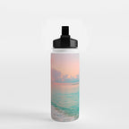 Beautiful: Aqua, Turquoise, Pink, Sunset Relaxing, Peaceful, Coastal Seashore Water Bottle Gallery Image 2
