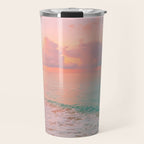 Beautiful: Aqua, Turquoise, Pink, Sunset Relaxing, Peaceful, Coastal Seashore Travel Mug Gallery Image 1