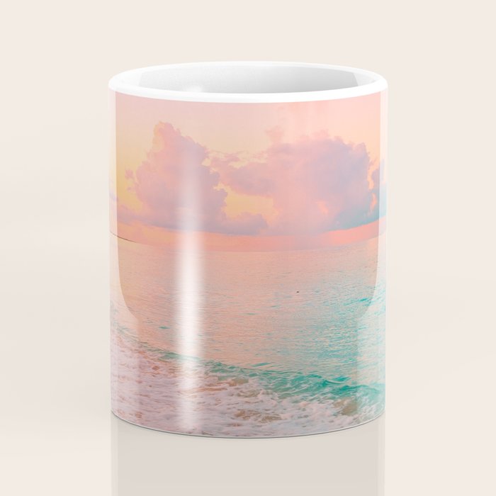 Beautiful: Aqua, Turquoise, Pink, Sunset Relaxing, Peaceful, Coastal Seashore Coffee Mug Gallery Image 4