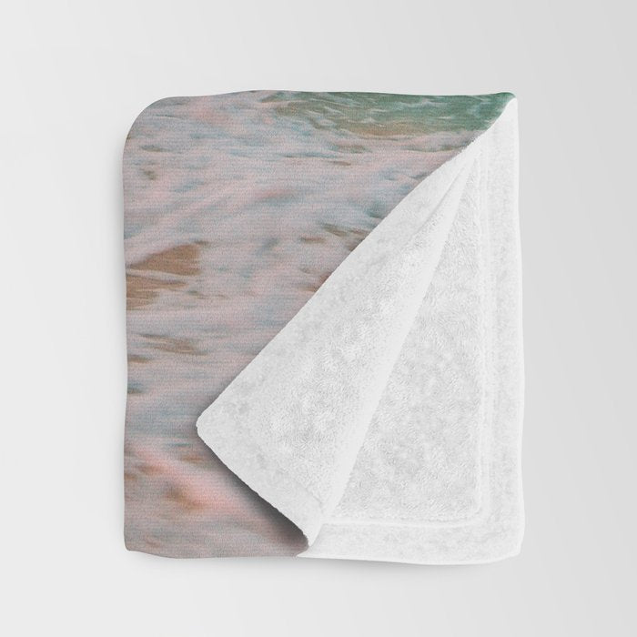 Beautiful: Aqua, Turquoise, Pink, Sunset Relaxing, Peaceful, Coastal Seashore Throw Blanket Gallery Image 3